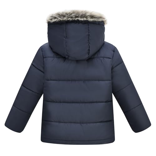wodceeke Boys Girls Puffer Parka Jacket with Fur Hood, Down Winter Coats Kids Fleece Lined Hooded Warm Outwear 5-13 Years3