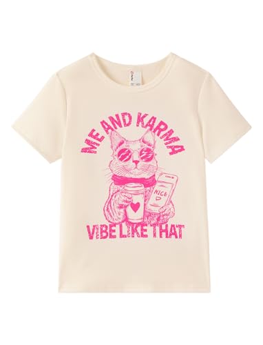 Image of PATPAT Girls Crewneck Short Sleeve Graphic Tees Animal Print Shirts Cute Summer Outfits 5-12 Years