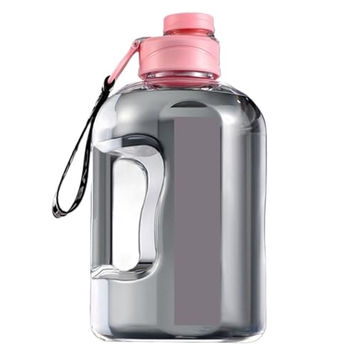 Botella de agua deportiva de 2.7 litros, botellas de viaje grandes y portátiles para entrenamiento, deporte, fitness, taza con escala de tiempo (rosa, L)