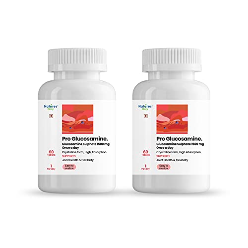 Natures Only Pro Glucosamine 1500 mg. High absorbtion crystalline form for joint health. One a day. 60 Tablets. Pack of 2 Natures Only Pro Glucosamine 1500 mg. High absorbtion crystalline form for joint health. One a day. 60 Tablets. Pack of 2