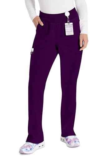 Dickies Women's Scrub Pants Natural Rise Tapered Leg Pull-On Bottoms with 7 Pockets and Knit Waistband DK005, M, Eggplant - image 1