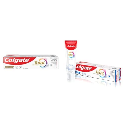 Colgate Total. Pasta Dental 160ml 24 Horas Prevención Activa Bacterias bucales con Flúor Original Mint + Whitening Anticaries Ayuda Remover Manchas...