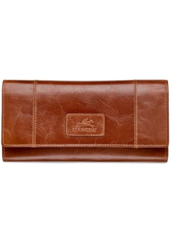 Mancini Casablanca Full Grain Leather RFID Secure Trifold Wallet, Cognac