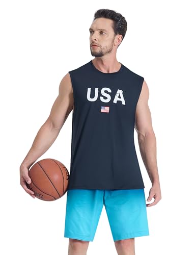 Image of EZRUN Men's Workout Sleeveless Shirts Quick Dry Muscle Swim Shirt Gym Fitness Running Beach Tank Tops