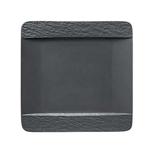 Villeroy & Boch 10-4239-2610 Manufacture Rock Square, Modern Plate Maoffrom Premium Porcelain, Dishwasher Safe, Black