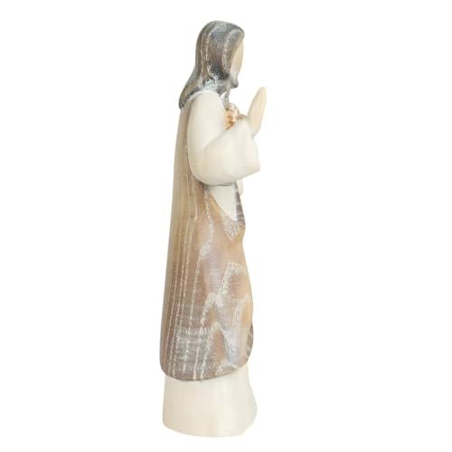 Cœur sacré de Jésus moderne en bois de 25 cm peint à la main du Val Gardena