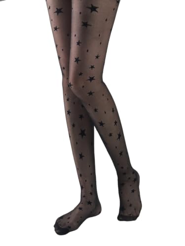 Women fishnet tights black fishnet stockings for women star patterned tights leggings4