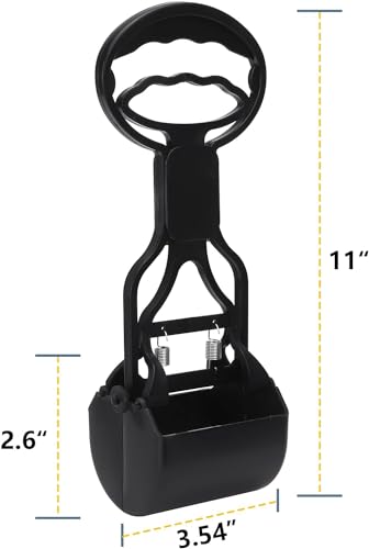 Image of Small Potty Scooper Non-Breakable Portable Outdoor Pet Pooper Scooper for Small /Medium /Large Dogs and Cats | High Strength Material and Durable Spring for Grass and Gravel Pick Up, Black
