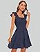 ROYLAMP Women's Summer Casual Sleeveless Dresses Square Neck Ruffle Backless Boho Mini Dress Swing Flowy Elegant Sundress Navy Blue XS