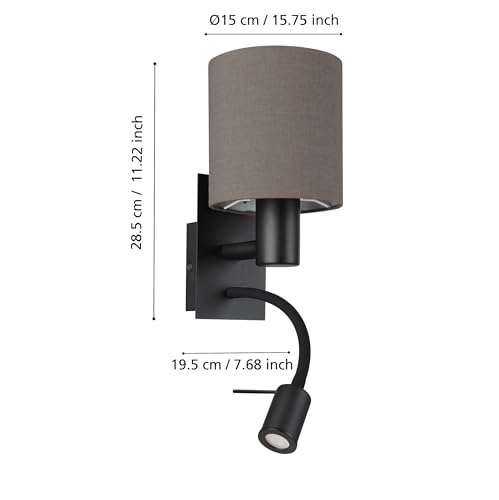 Applique murale avec liseuse orientable et double éclairage E27 salon