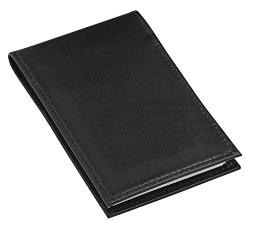 dampk black leather notepad holder for 3x5 memo pads refillable pocket notebook with wallet for law enforcement investigator security officer gifts edc case includes small flip pocket note pad