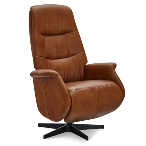Furnhouse Delta Relaxsessel Cognac Braun – Manuell Verstellbarer Echtleder-TV-Sessel mit Liegefunktion, 360° Drehfunktion, Lederbezug, verstellbare Kopfstütze, ergonomischer Ruhesessel für Wohnzimmer Furnhouse Delta Relaxsessel Cognac Braun – Manuell Verstellbarer Echtleder-TV-Sessel mit Liegefunktion, 360° Drehfunktion, Lederbezug, verstellbare Kopfstütze, ergonomischer Ruhesessel für Wohnzimmer