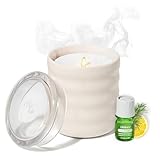 Lifelines Flameless Candle Aromatherapy Essential Oil Diffuser with ClickWick Essential Oil Blend - Cordless & Waterless Diffuser for Home - Scented Electric Candles Blow Out Flame - Cream Bubble