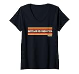 Mujer Vintage 80s Santiago de Compostela España Retro Gráfico Camiseta Cuello V