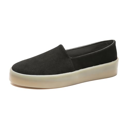 Men's Loafers Slip-On Moccasins Suede Dress Shoes, Lightweight and Breathable with Rubber Sole Stylish Mens Loafers,Black,7