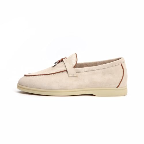 Image of XOBZJH Women's Leather Suede Loafers Flats - Slip-On Penny Loafers with Soft, Comfortable Driving & Dress Shoes for Casual Office Work All Day