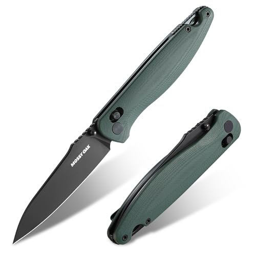 MOSSY OAK Folding Pocket Knife, 3.54" D2 Steel Blade with G10 Handle, EDC Folding Knife with Pocket Clip, Suitable for Camping, Tactical, Survival, Hiking and Hunting - MOSSY OAK