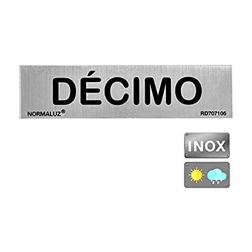 Normaluz Rd707106 - Señal Adhesiva Rectangular Décimo Acero Inoxidable Adhesivo 0,8 Mm 5X20 Cm, Gris