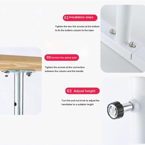 Adjustable Wooden Ballet Barre - Portable 80-115cm Dance Stretching Pole for Kids & Adults, Ideal Exercise Equipment for Home Studio & Dance Practice,White,100cm
