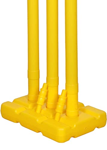 Image of Ciko Junior and Senior Hard Plastic Cricket Wickets Set for Kids for Age Group 3 to 10 Years (3 Piece Wickets, 2 Bails, Base, 20 inch and 30 inch Wickets Length (10+ to Adult)