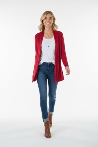 Image of ToBeInStyle Womens Open Front Long Sleeve Lightweight Asymmetrical Draped Cardigan with Side Pockets