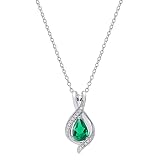 Dazzlingrock Collection 9x6 mm Pear Lab Created Emerald & Round White Diamond Swirl Teardrop Pendant