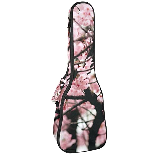 Housse ukulélé ténor rembourrée étanche sac transport concert soprano rose fleurs cerisier