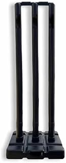 Cricket Wicket Set, 32-inch Height, 3 Stumps with Base, Black/Plastic Wickets with 2 bails Full Size (Black)-picture-31
