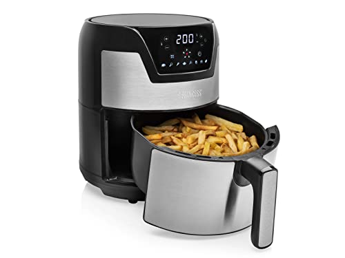 Princess 182026 Digital Aerofryer XXL - Freidora de Aire Caliente Fácil de Limpiar, Capacidad 4.5 Litros, Carcasa de Acero Inoxidable, 1500 W, color Negro y Plateado
