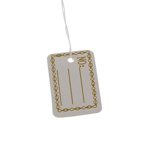 Pack of 300 Labels with Thread Price Labels Price Tags Thread Labels Jewellery Labels String Labels Hanging Labels Cardboard Label Price Labelling (27 x 16 mm White Gold) - Image 4