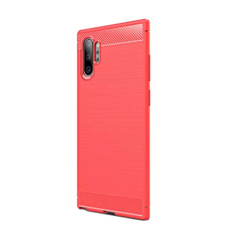 YUYOUG for Samsung Galaxy Note 10 Case, 2019 New Premium Slim Hybrid Carbon Fiber Matte TPU Case Cover Compatible for Samsung Galaxy Note 10/10+ 5G (Samsung Galaxy Note 10+ 5G, Red)