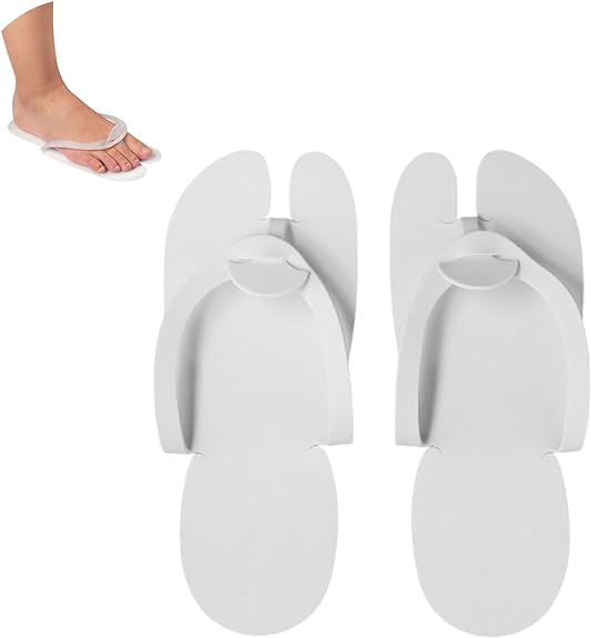 12 pares de pantuflas desechables de pedicura, comodidad e higiene premium, sandalias de espuma EVA para niños, mujeres y hombres, ideales para salones de uñas y relajación de spa (calzado blanco para
