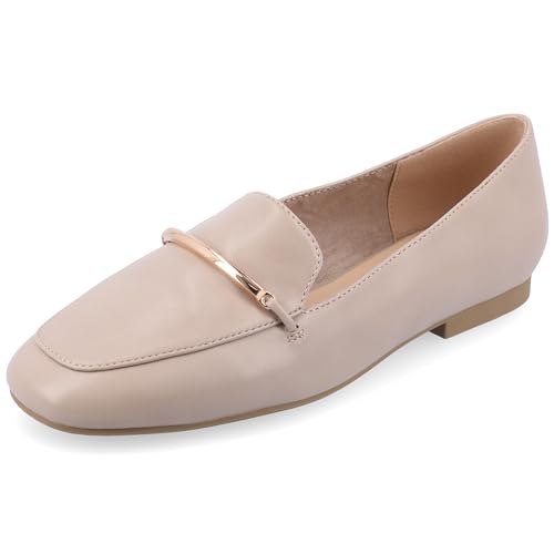 Image of Journee Womens Loafer Flat Notched Topline Square Toe Slip-On Block Heel - Wrenn Casual Dress Shoe