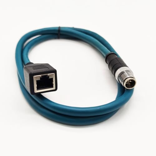 3.28ft M12 8 Pin to RJ45 Industrial Ethernet Cable, M12 8 Pin X Code Male to RJ45 Female Connector Cable High Flex Cat6 Shielded Field Wireable Cable Assembly for Automation Application 1Meter