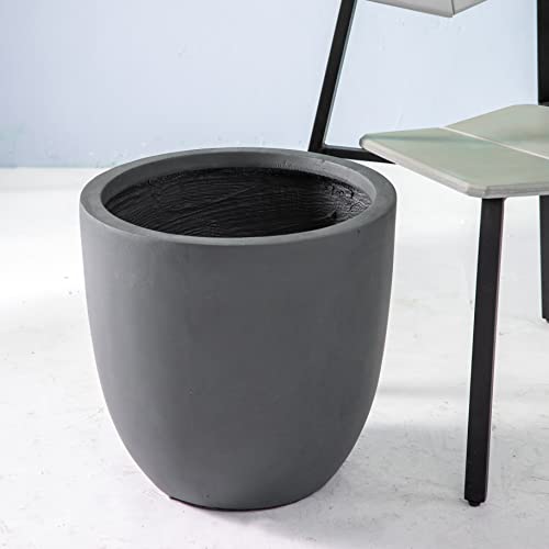 Kante Ac0050C-60121 Large Concrete Planters, Outdoor Indoor Modern Round Plant Pots, Lightweight, Weather Resistant, Seamless With Drainage Hole, 18" X 18" X 17", Dark Gray #TOP6