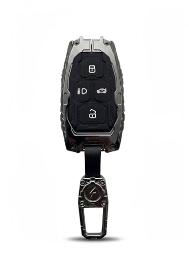 Image of Arika Waterproof Alloy Metal and Soft Silicone Key Cover Compatible with Tata Harrier | Safari | Nexon | Altroz | Tigor | EV | Punch | Tiago EV Electric - 4 Button Smart Key Only