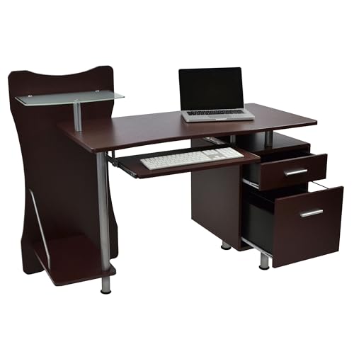 [Prime] 51" Techni Mobili Computer Desk w/ File Cabinet & Printer Shelf (Brown) - image 1