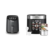 Cosori Mini Air Fryer & Rice Cooker Combo, 2.1 Qt, 4-in-1 Airfryer, Bake, Roast, Reheat, 18 Functions Multi Cooker, Stainless Steel, Quietest Operation