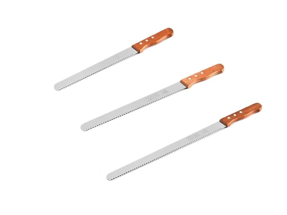 Stainless Steel Cake Scraper Buttercream Smoother Sturdy Icing Tool for Fondant Smoothing Pastry Decorating Home Baking Versatile Cake Design with Anti Stick Blade & Ergonomic Handle(B SET 3PCS)