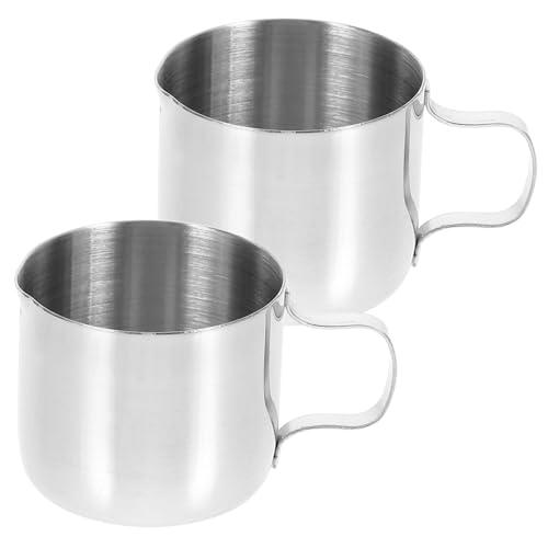 HEALEEP 2Pcs Stainless Steel Frothing Cups with Spout Milk Pitchers for Coffee Milk and Sauces Easy to Use Design for Frothing and Pouring