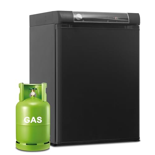 SMETA 60L 12V 220V Gas Nevera Trivalente,Pequeña Nevera para Furgoneta Camper,Caravana, Mini Frigorífico para Van, RV, Camión, Yate, Silenciosa