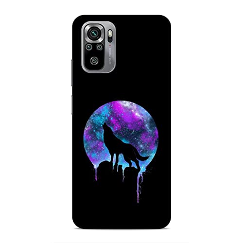 Image of Printed Mobile Back Hard Case Cover for Xiaomi Redmi Note 10 / Xiaomi Redmi Note 10S | Wolf, Black Shadow, Multi Stars, Colourful sky-2181