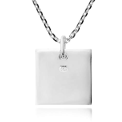 Aeravida Plain Geometric Square .925 Sterling Silver Pendant Necklace #TOP2