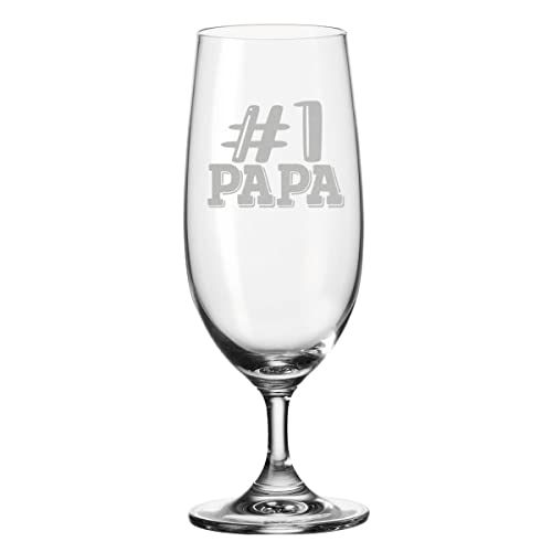 Leonardo Vaso de cerveza con grabado - #1 Papa - Tulipán de cerveza como regalo para padres - Idea de regalo para hombres para cumpleaños - Regalos para papá para el día del padre - 280 ml
