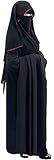 Saudi Chiffon First Class Quality Long Saudi Niqab Burqa Hijab Face Cover Veil Islam Islamic Jilbab ( Black x Dark Red Satin )