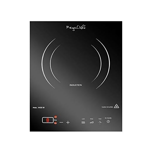 MegaChef 930110967M MC-1400 Portable 1400W Single Induction Cooktop with Digital Control Panel, Burner, Black
