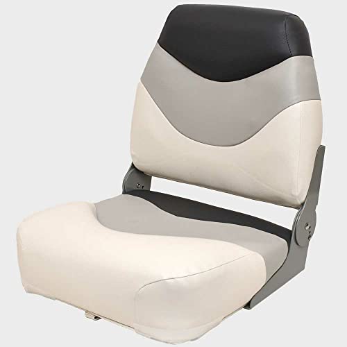 Boat Folding Fishing Seat 75108WGC | 16 3/8 Inch White Gray Charcoal