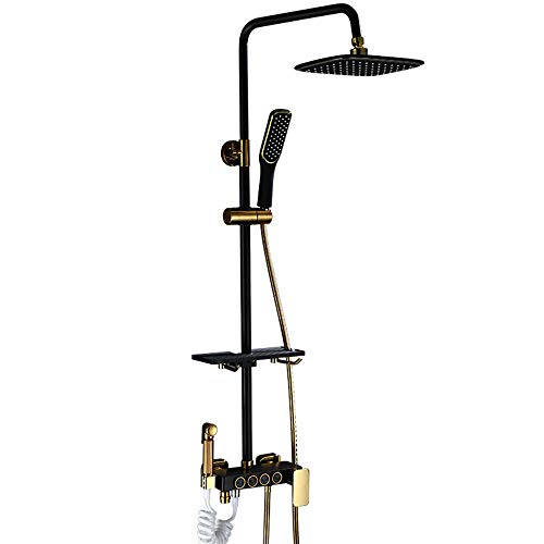 Colonne de douche noire en laiton avec mitigeur 5 voies et hydromassage pour spa