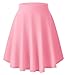 Urban CoCo Women's Basic Midi Skirt Versatile Stretchy Flared Casual High Waisted Skirt(Small, Pink-Long)