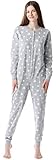 Bellivalini Pijama Entero Una Pieza Ropa de Casa Mujer BLV50-205 (Melange (Ecru Estrellas), S)